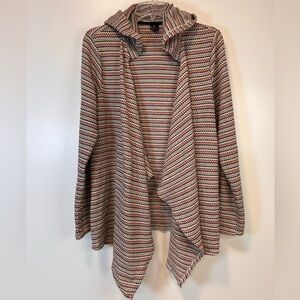 HeartSoul retro-striped waterfall colorful open front hooded cardigan Women’s XL
